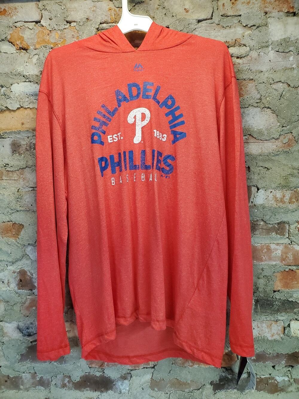 Reebok Mens XL Philadelphia Phillies MLB Baseball Hoodie Red Heather Athletic